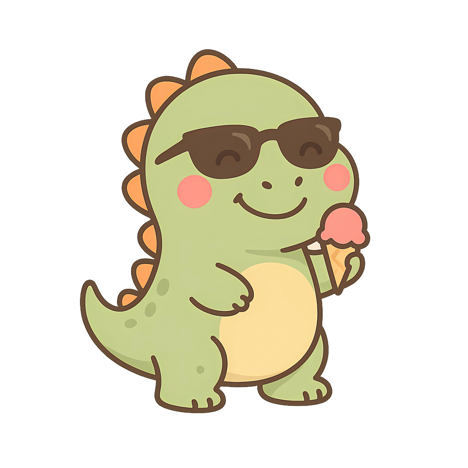 Cute dinosaur eating ice cream